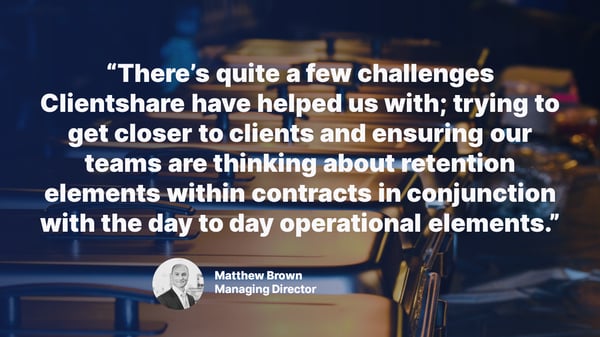 Quote from Matthew Brown addressing the challenges Clientshare have helped CH&CO overcome.