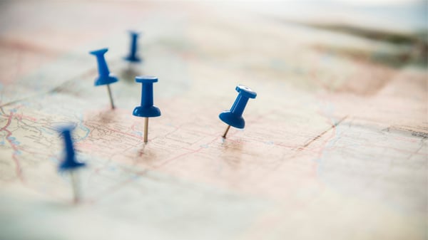 Pins in map demonstrate strategic planning from Quarterly Business Reviews (QBRs)